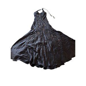 Sue Wong Womens Gown Size 2 Black Silk Beaded Halter Neck Nocturnal Prom Vintage